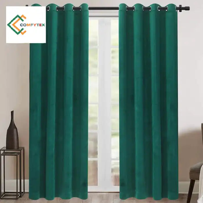 Pack Of 1 Plain Dyed Velvet Eyelet Curtain. Curtains