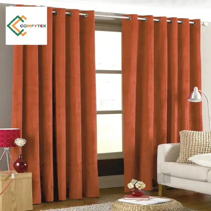 Pack Of 1 Plain Dyed Velvet Eyelet Curtain. Curtains