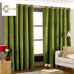 Pack Of 2 Plain Dyed Velvet Eyelet Curtains. Curtains