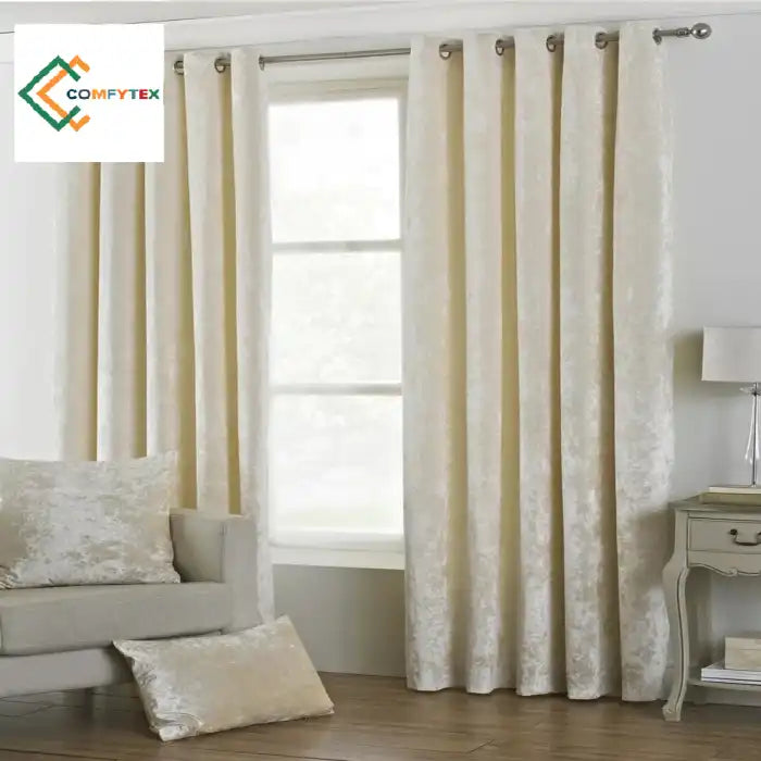 Pack Of 2 Plain Dyed Velvet Eyelet Curtains Curtains