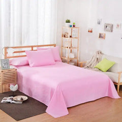 Rich Cotton Plain Bedsheet Set - 3 Pieces