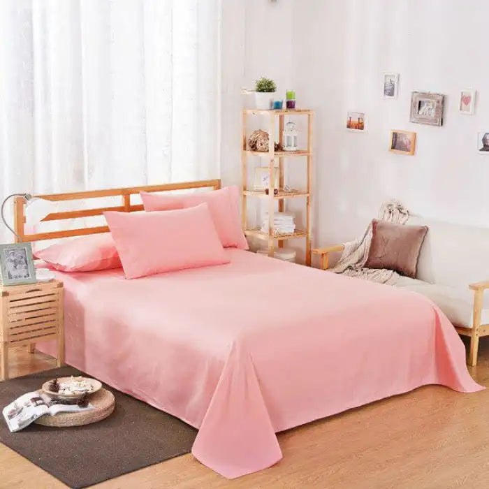 Rich Cotton Plain Bedsheet Set - 3 Pieces