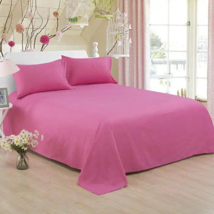 Rich Cotton Plain Bedsheet Set - 3 Pieces