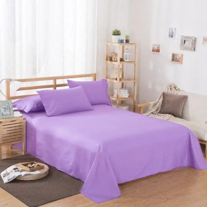 Rich Cotton Plain Bedsheet Set - 3 Pieces Bed Sheet Set