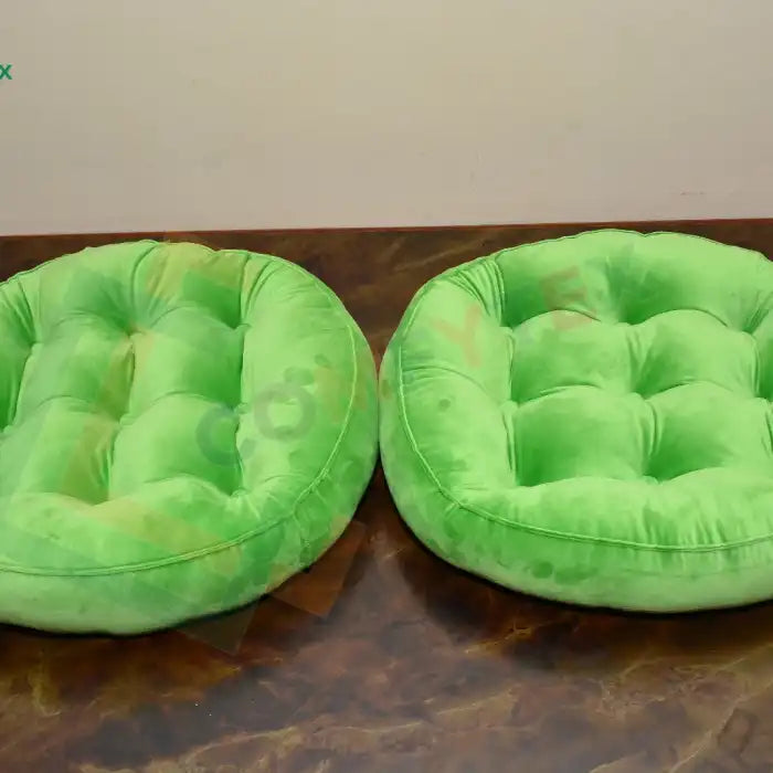 Round Floor Cushion_Ball Fiber Filled _1 Pair=2Pcs Green Cushions