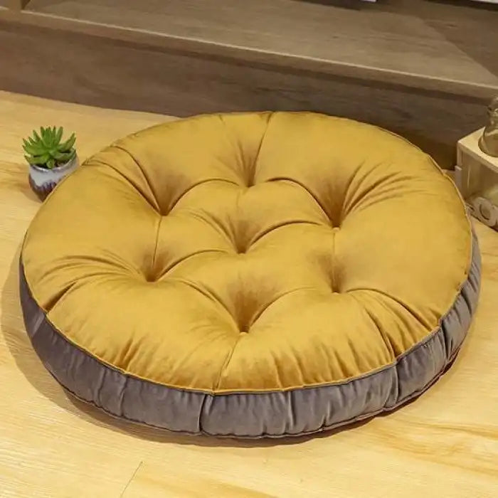 Round Floor Cushion_Ball Fiber Filled Cushions Brown Gray