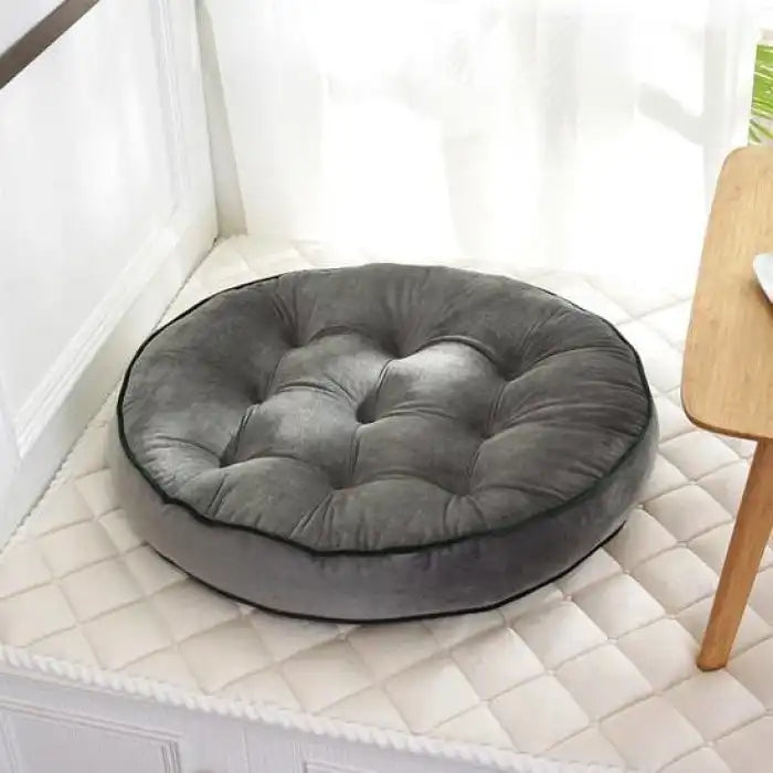 Round Floor Cushion_Ball Fiber Filled Cushions Gray