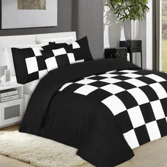 Supreme Quality 8 Pieces White And Black Cheas Bed Sheet Set