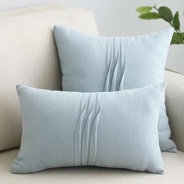 Velvet Three Linning Plain Sofa Cushion & Duck Pillow Sky Blue Bedding